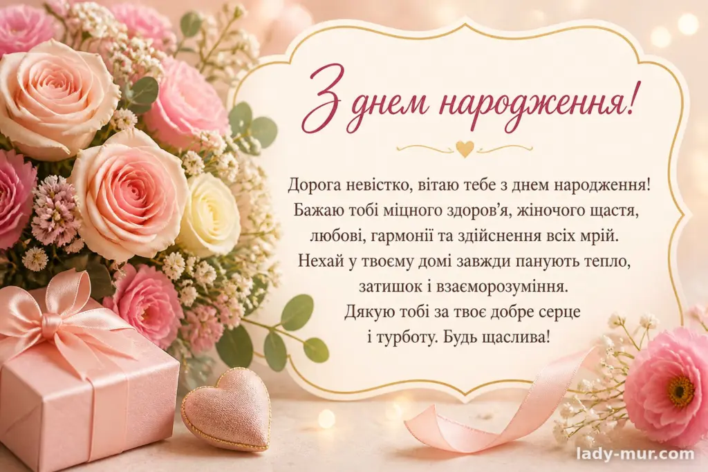 Гарне привітання з днем народження невістці від свекрухи