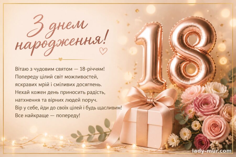 Привітання з 18 річчям дівчині
