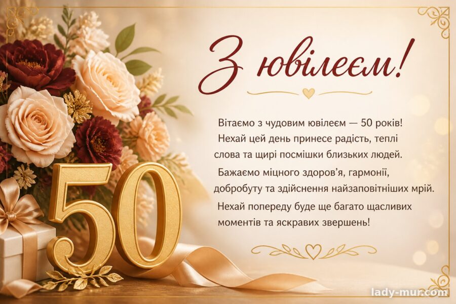 Привітання з 50-річчям своїми словами