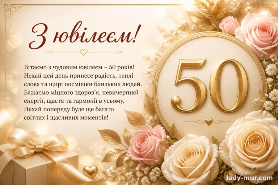 Привітання з 50-річчям жінці