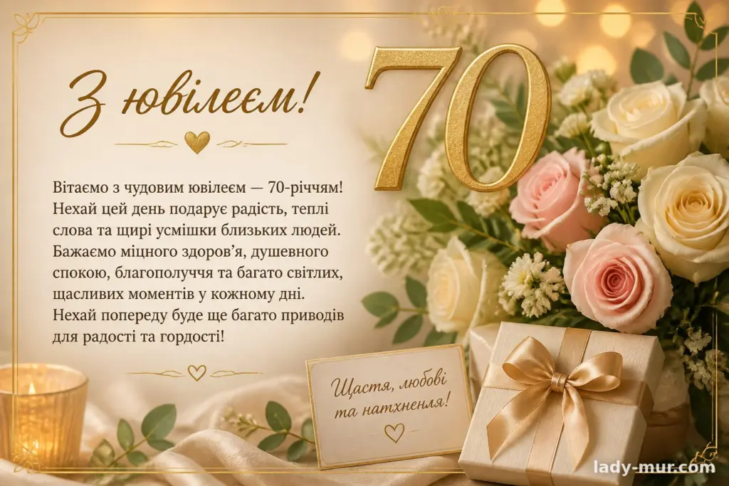 Привітання з 70-річчям своїми словами