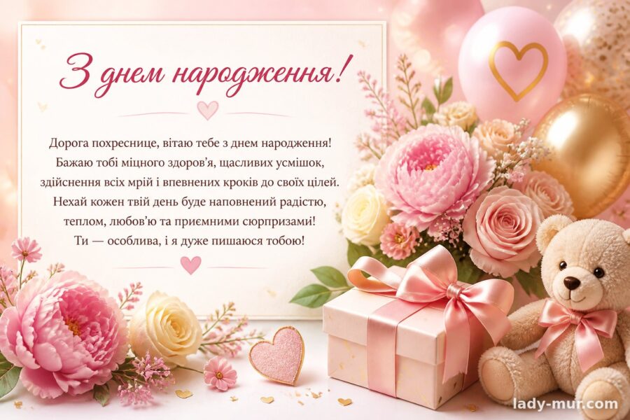 Привітання з днем народження для похресниці